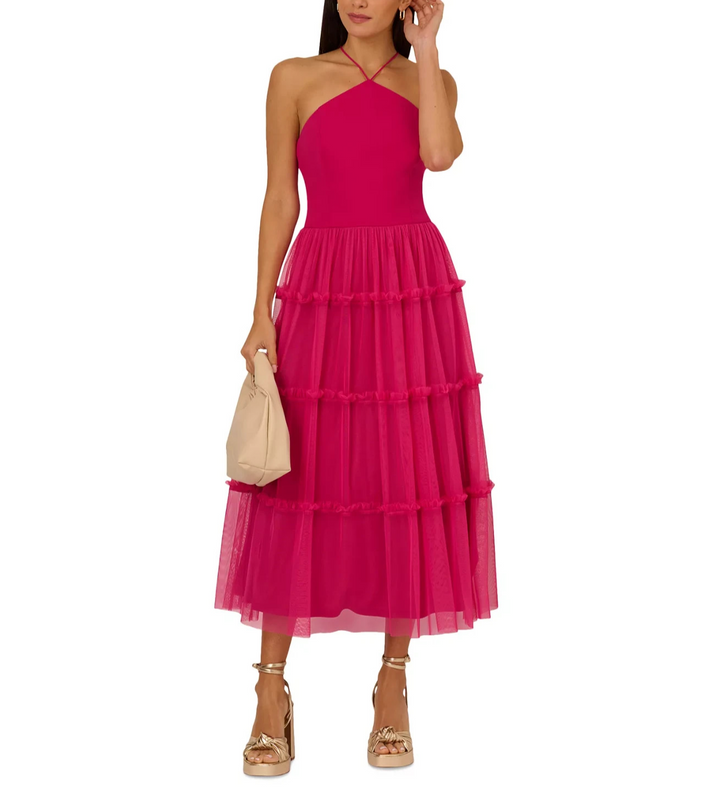 Adrianna Women's Ruffled Tiered Midi Dress MSRP $245