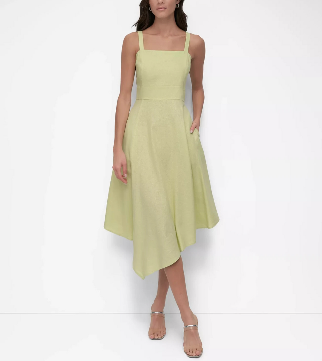 DKNY Women's Sleeveless Paneled Asymmetric Dress MSRP $129