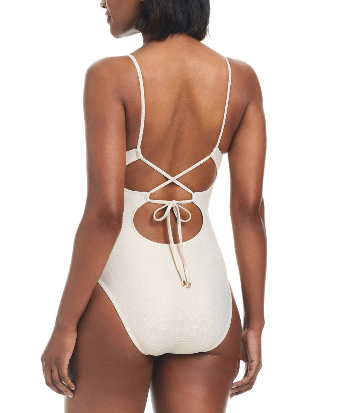 Bar III V-Wire Plunge-Neck One-Piece Swimsuit MSRP $94