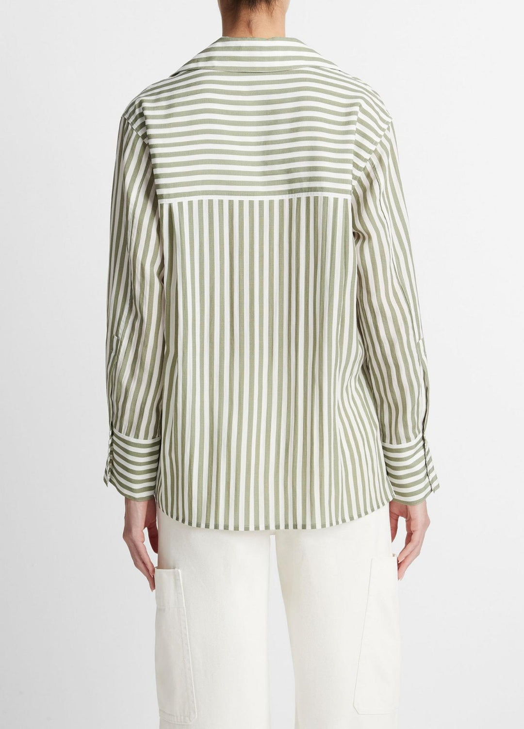 Vince Coastal Stripe Shaped-Collar Shirt MSRP $365