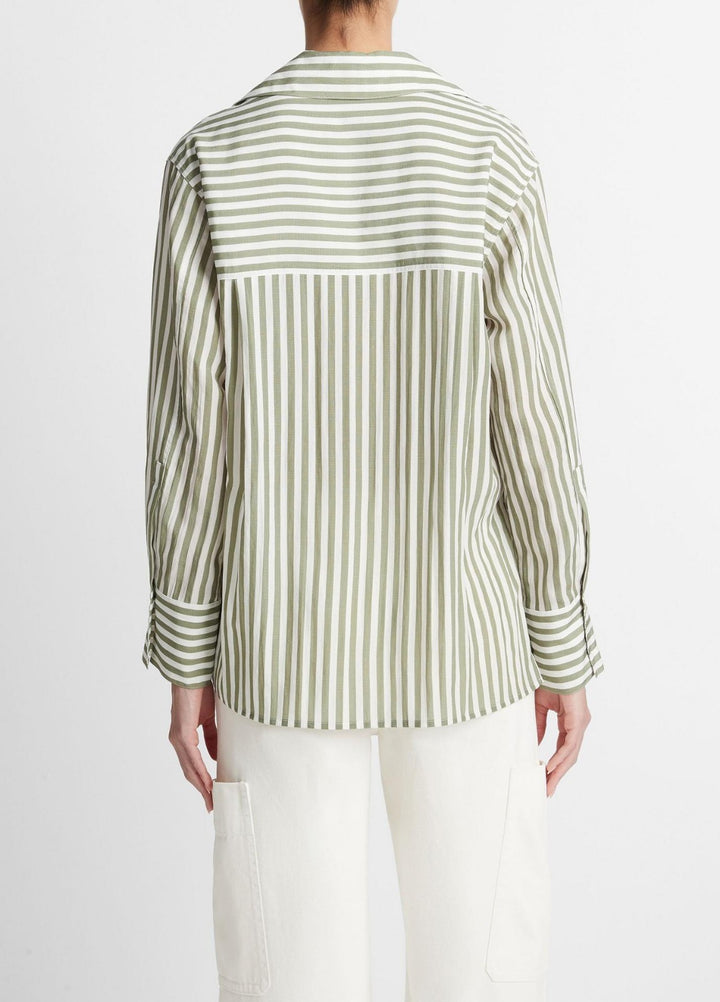 Vince Coastal Stripe Shaped-Collar Shirt MSRP $365