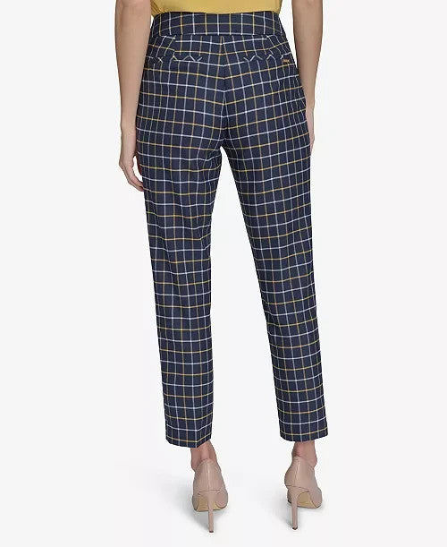 Tommy Hilfiger Plaid-Print Slim-Fit Ankle Pants MSRP $109