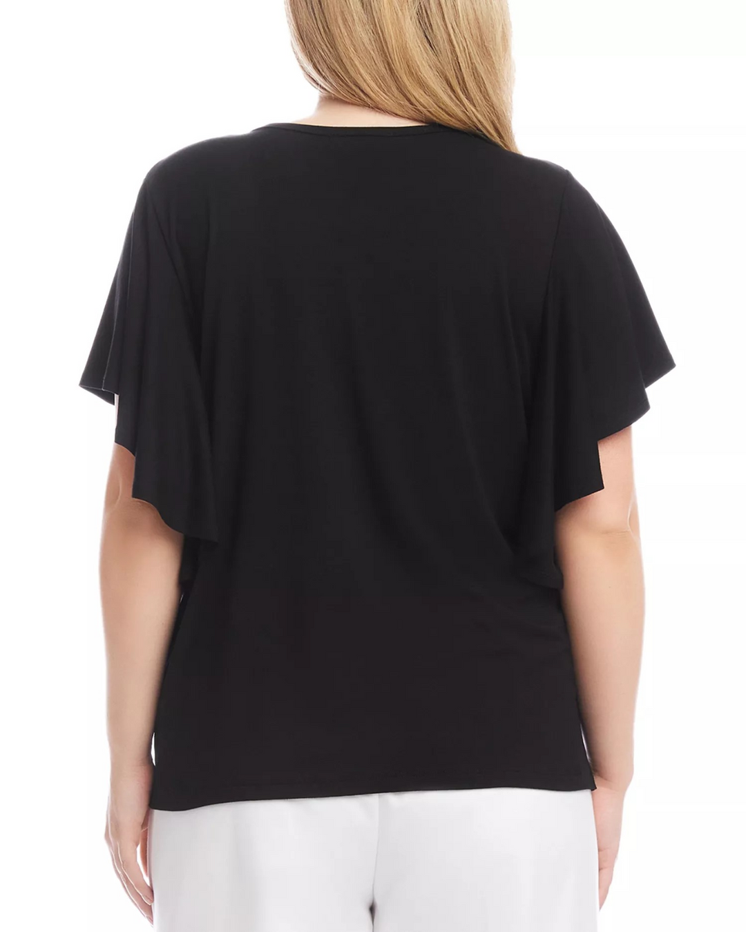 Karen Kane Plus Size Flutter Sleeve Crewneck Top MSRP $98