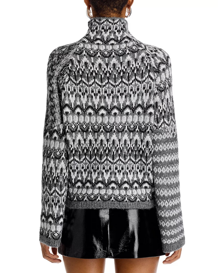 Steve Madden Women's Indie Fair Isle Mock-Neck Sweater MSRP $89