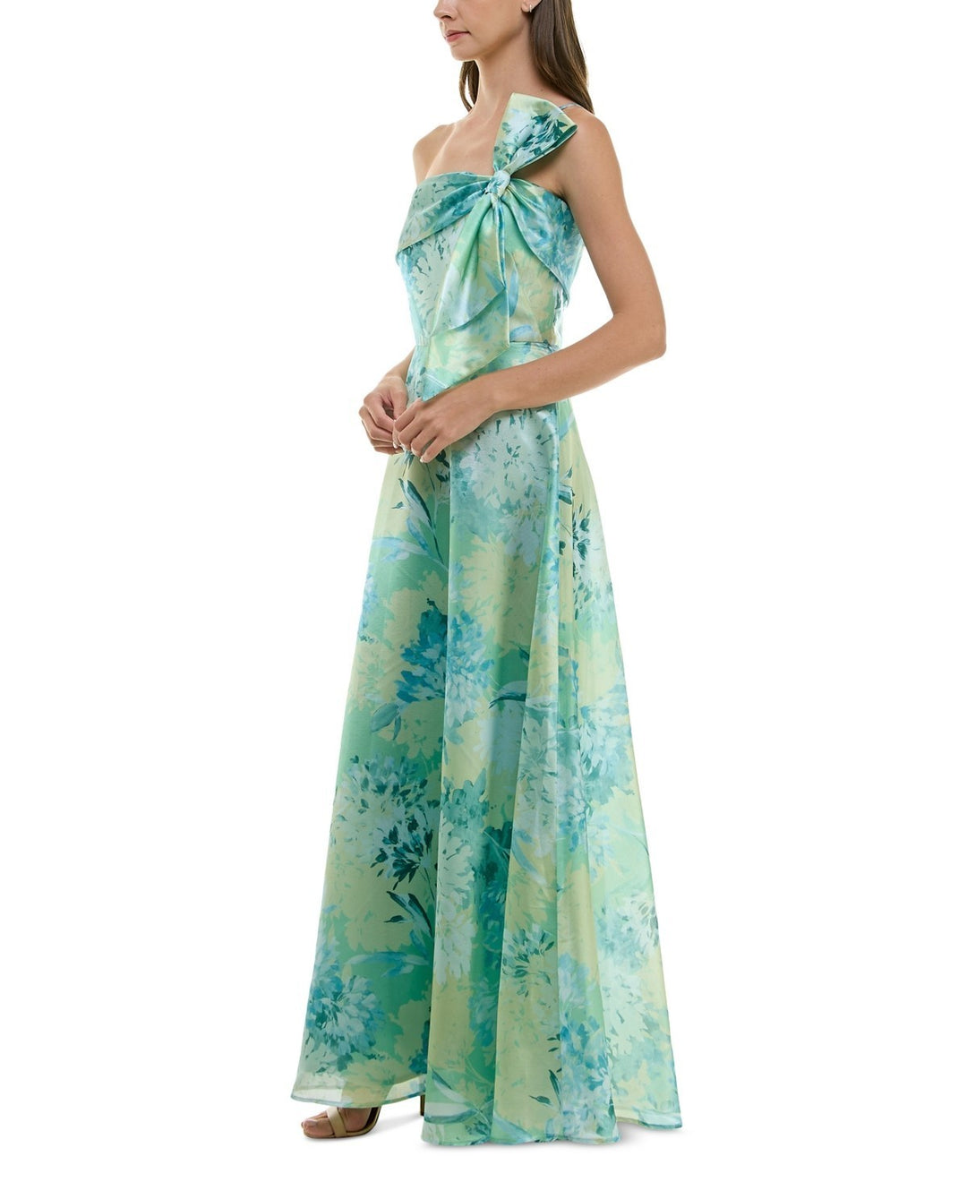 Taylor Women's Asymmetric-Neck Bow-Strap Gown MSRP $228