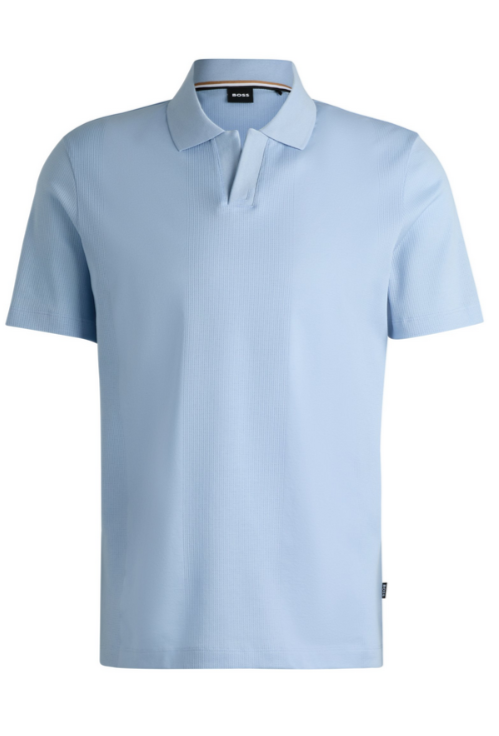 BOSS Johnny-Collar Mixed-Structure Cotton Polo Shirt MSRP $128