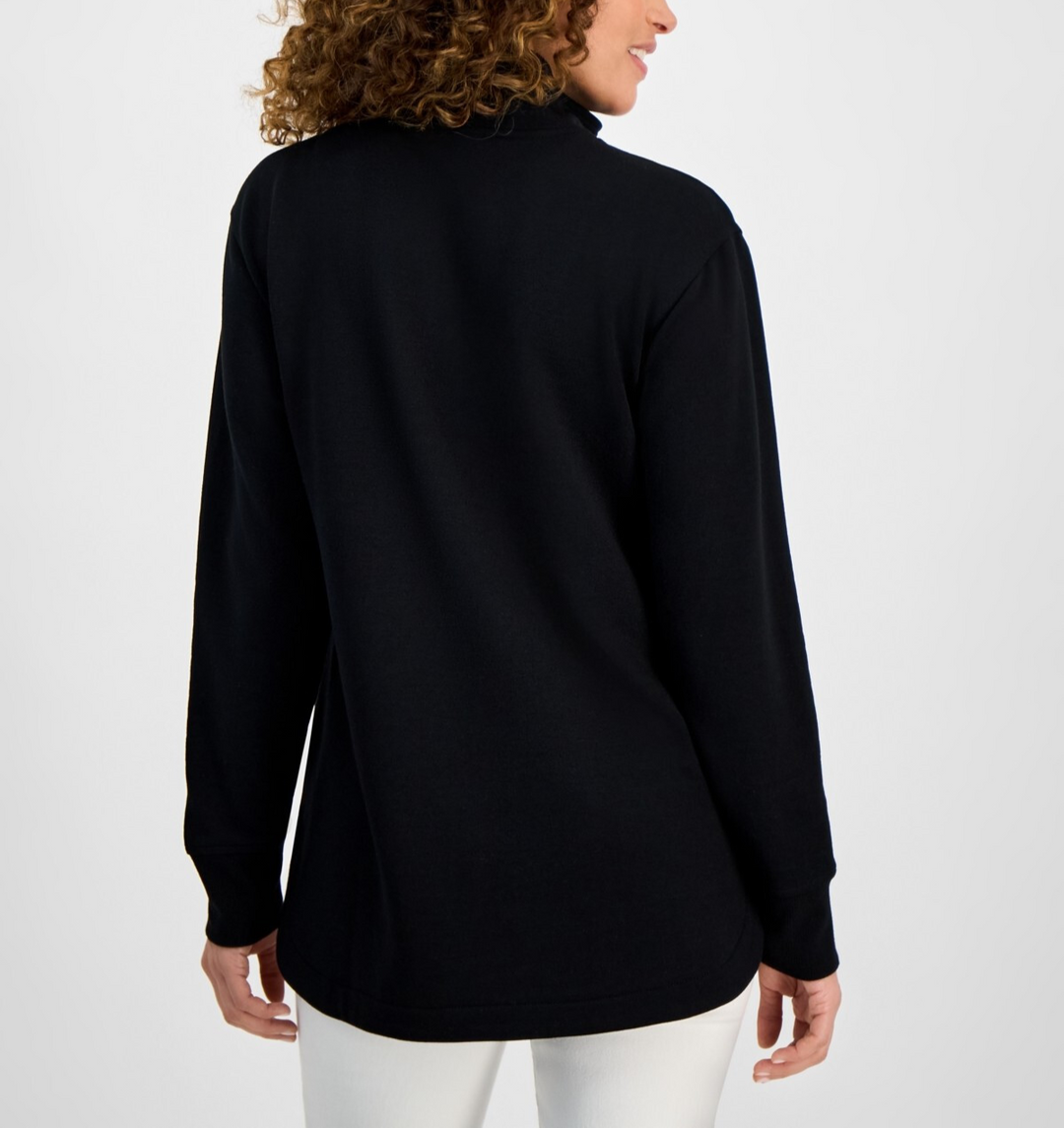 Style & Co Petite Yummy Quarter-Zip Long-Sleeve Sweatshirt MSRP $49