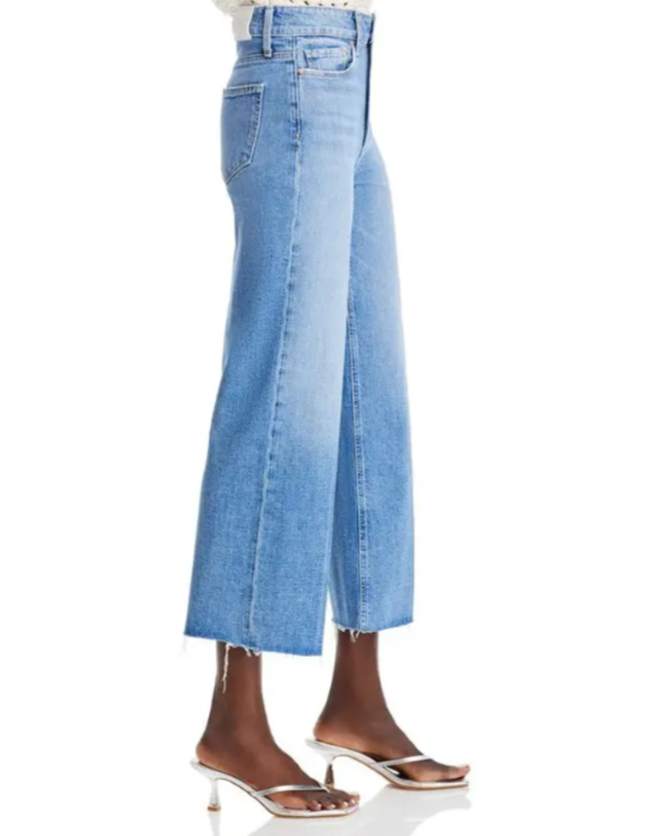 Paige Anessa Raw Hem High Rise Ankle Wide Leg Jeans MSRP $229