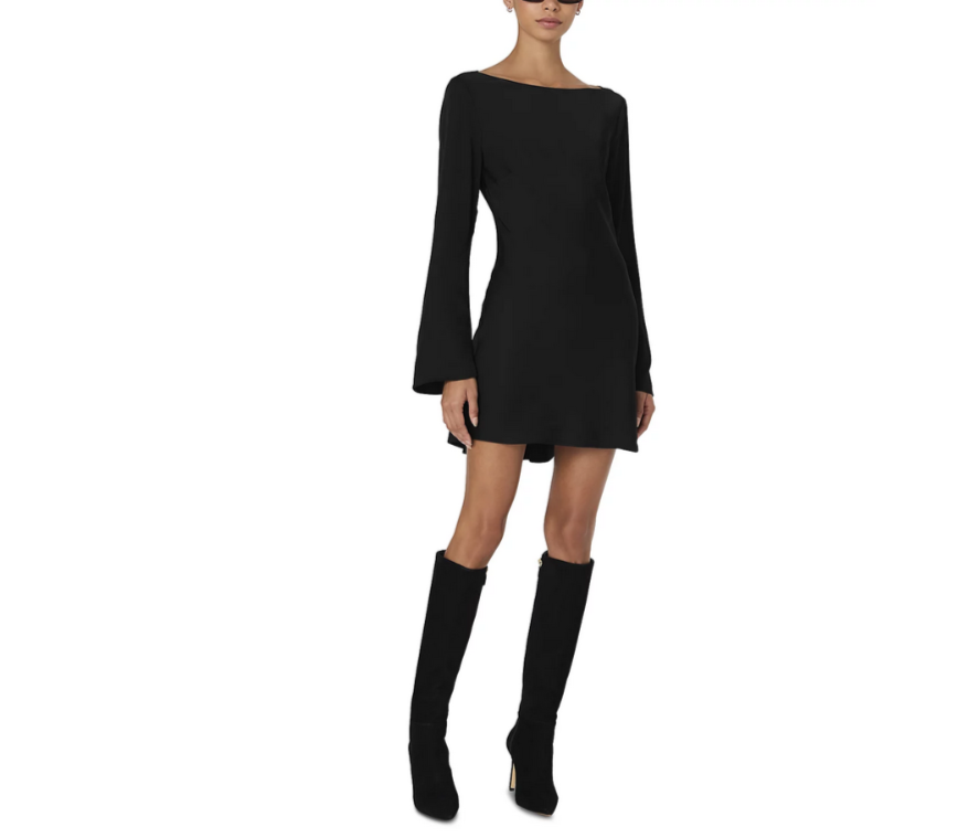 FRENCH CONNECTION Ennis Satin Bell Sleeve Mini Dress MSRP $148