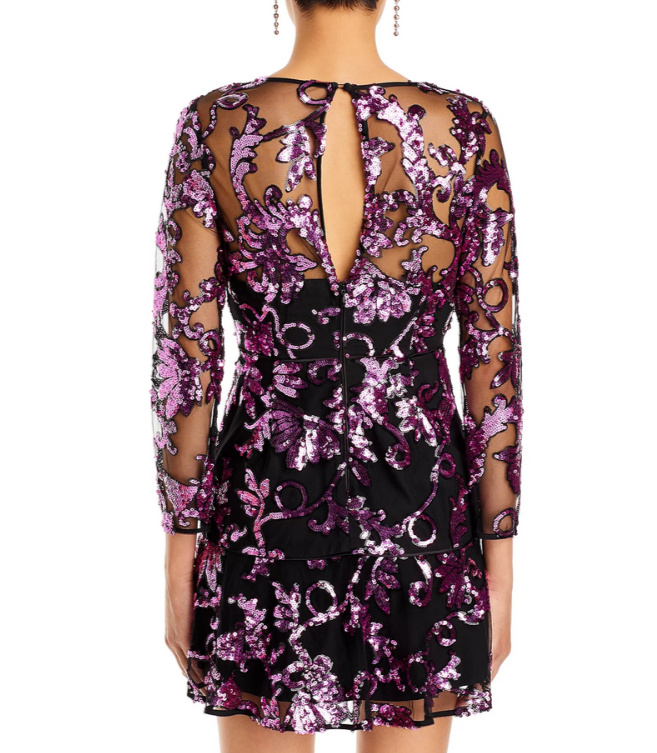 MILLY Tove Tassel Sequin Mini Dress MSRP $525