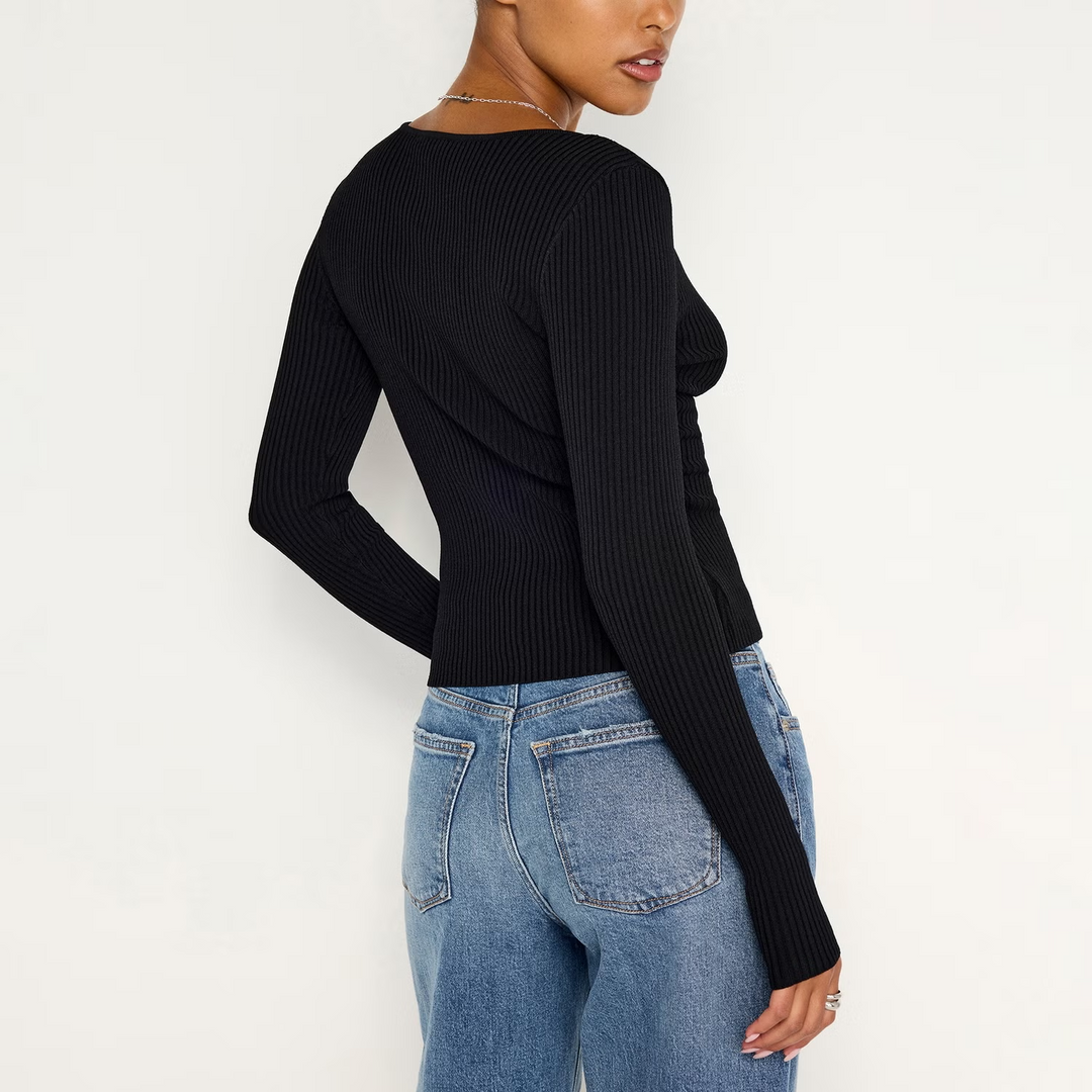 Good American Virgo Ribbed-Knit Top MSRP $179