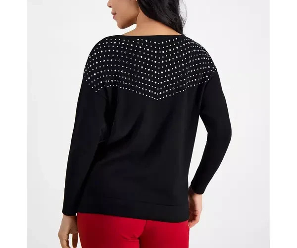 Anne Klein Embellished Boat Neck Sweater MSRP $79