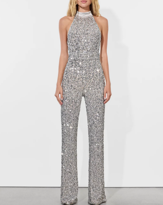 Alice and Olivia Cataline Sequin Jumpsuit MSRP $695