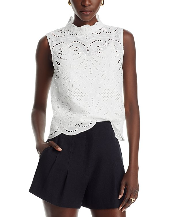 AQUA Lace Mock Neck Sleeveless Top MSRP $68