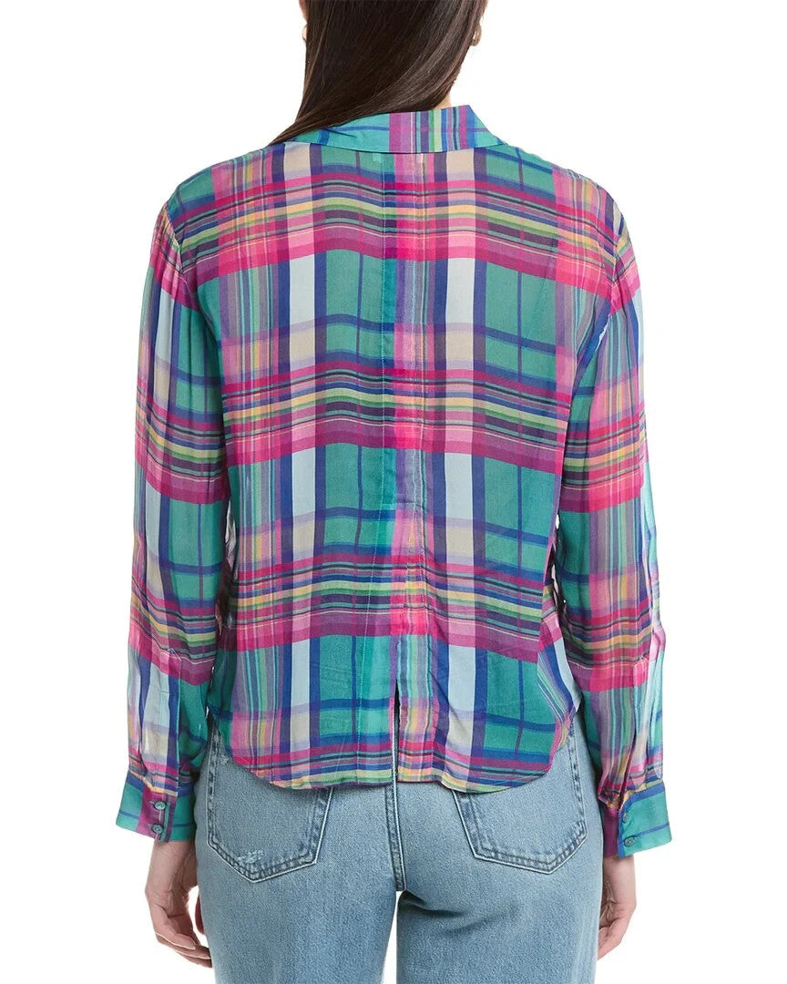 L'AGENCE Cosette Crop Hi-Low Shirt MSRP $325