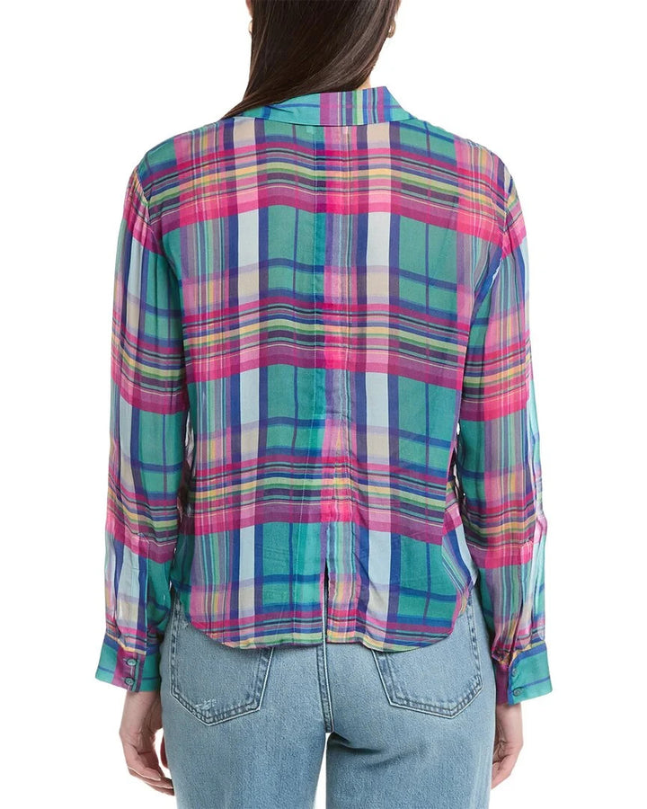 L'AGENCE Cosette Crop Hi-Low Shirt MSRP $325