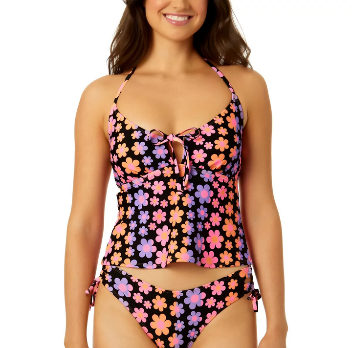 Salt + Cove Juniors' Printed Tie-Back Halter Tankini Top MSRP $34