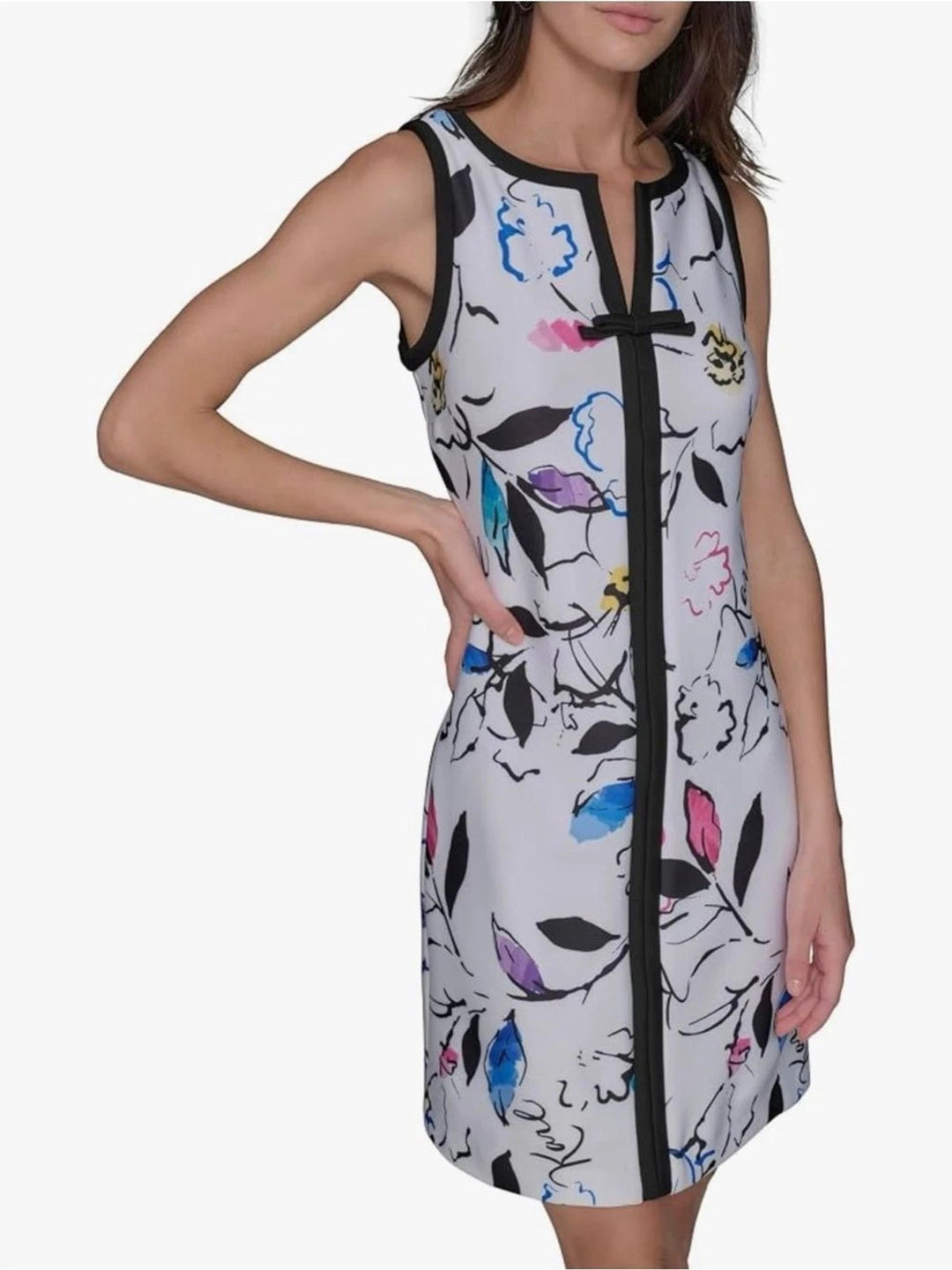 KARL LAGERFELD PARIS Women's Front Bow Detail Sleeveless Short Dress MSRP $139