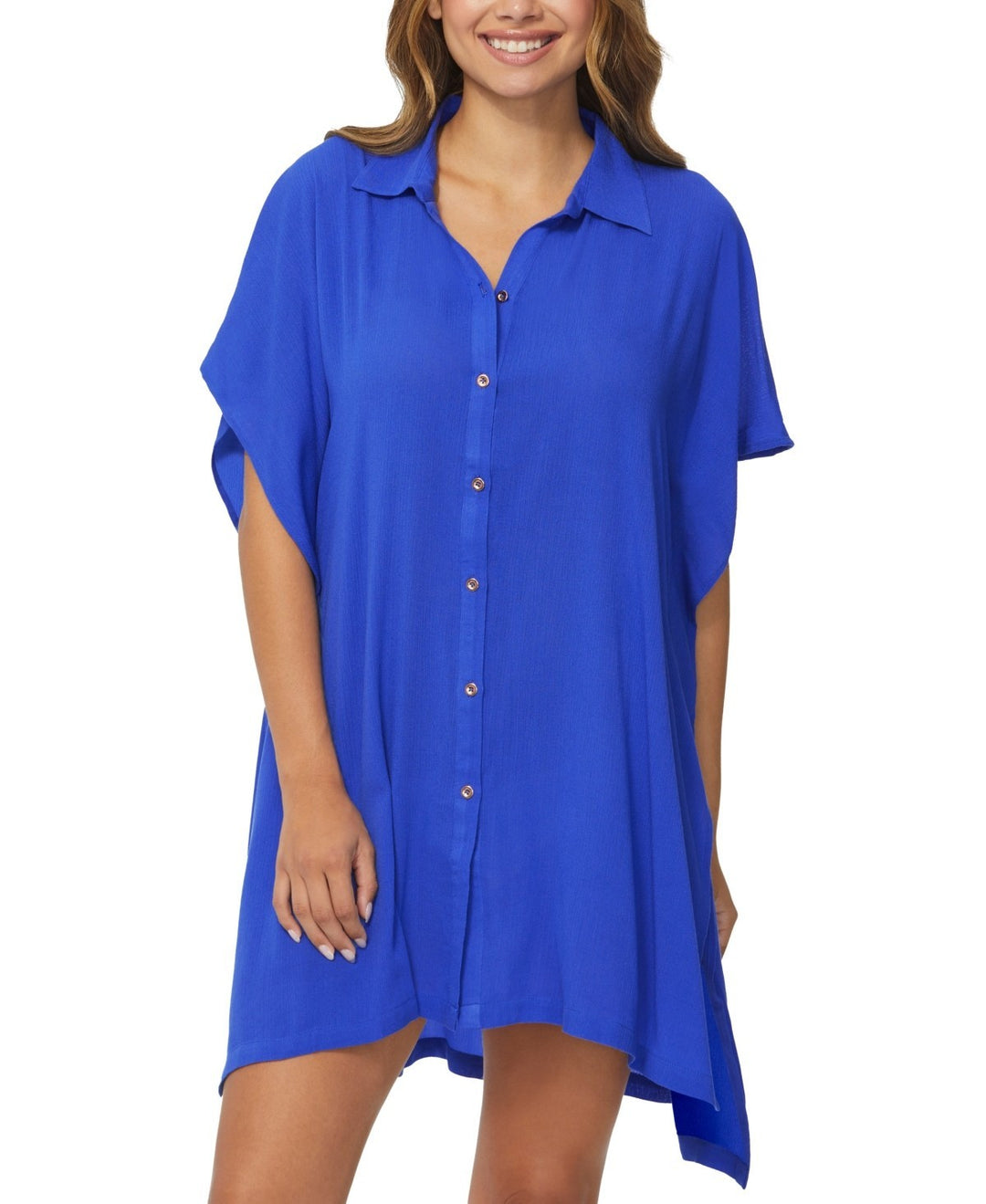 Raisins Vacay Button-Front Cover-Up Tunic Shirt MSRP $52