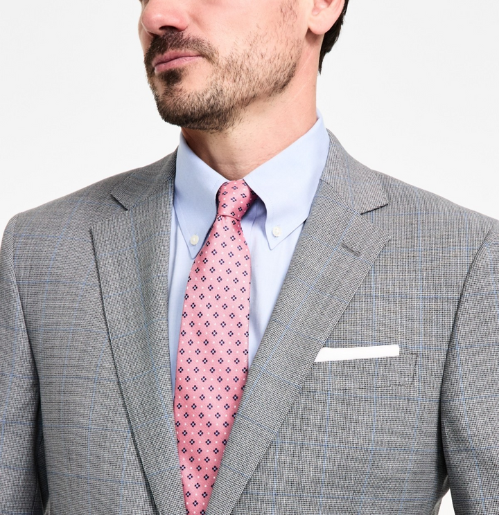B By Brooks Brothers Windowpane Wool-Blend Stretch Classic-Fit Suit Jacket $450