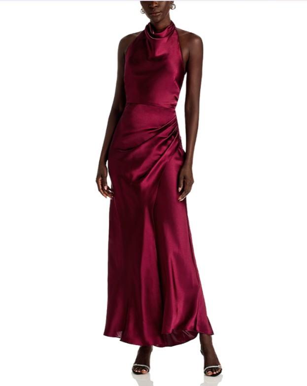 AQUA Draped Halter Gown MSRP $228