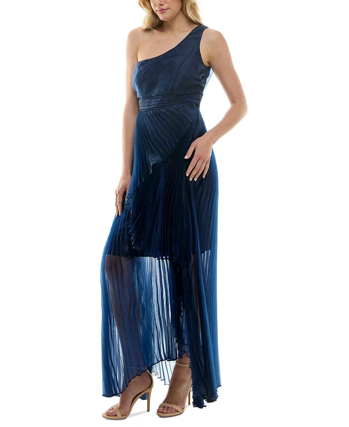 Taylor Asymmetric One-Shoulder Pleated Organza Gown MSRP $248