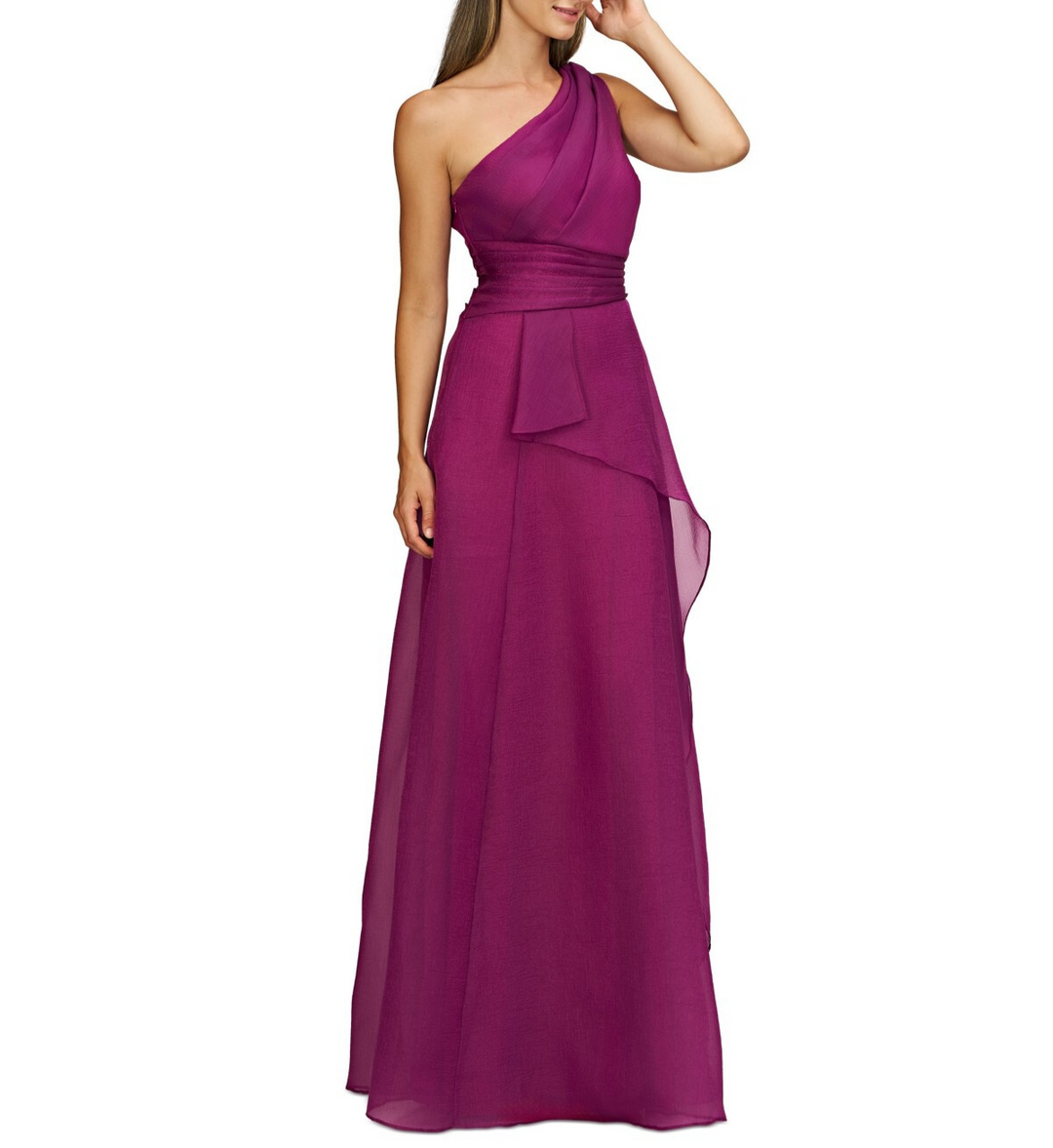 JS Collections Seraphina Organza One-Shoulder Evening Gown MSRP $298