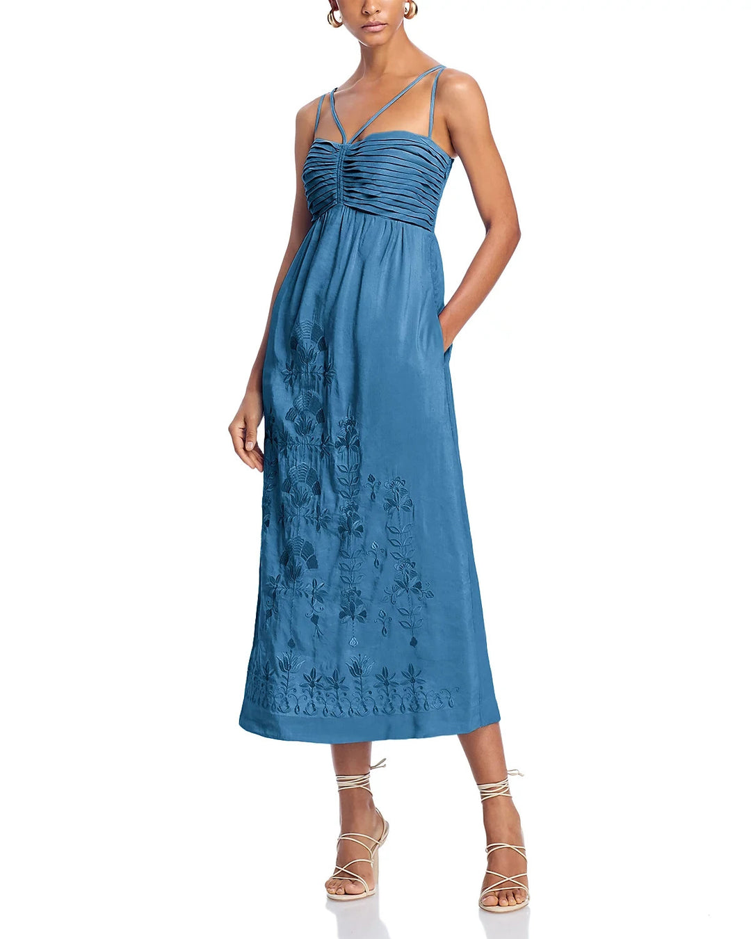 Kobi Halperin Women's Ariella Embroidered Midi-Dress - Skyline - Size Medium Kobi Halperin Women's Ariella Embroidered Midi-Dress - Skyline - Size Medium