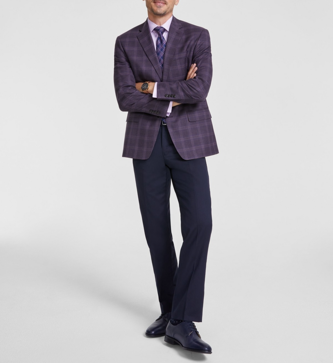 Michael Kors Men's Classic-Fit Burgundy Plaid Sport Coat MSRP $295