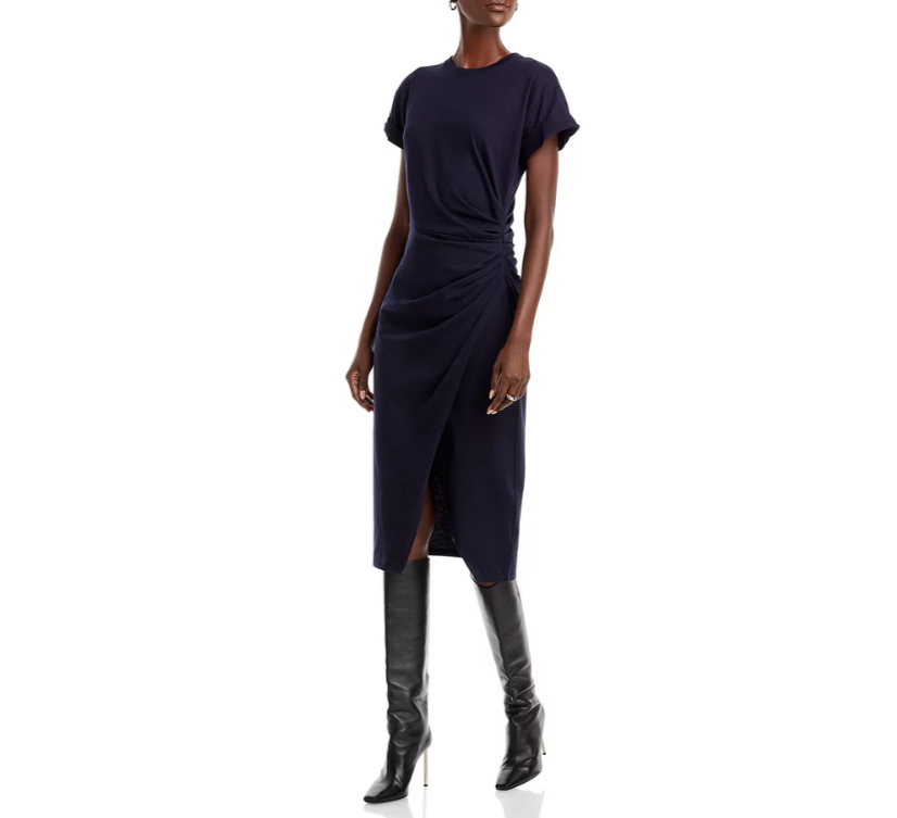 FRAME Faux Wrap Midi Dress MSRP $348