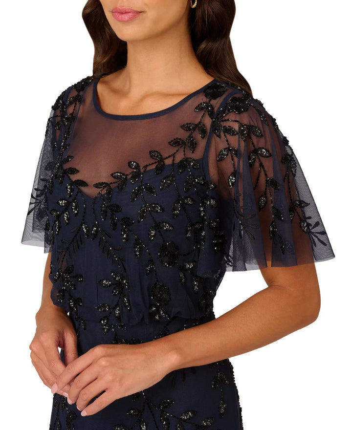 Adrianna Papell Women's Beaded Blouson Gown MSRP $299