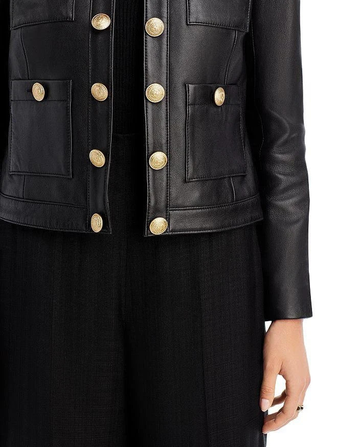 L'AGENCE Jayde Leather Open Front Jacket MSRP $1450