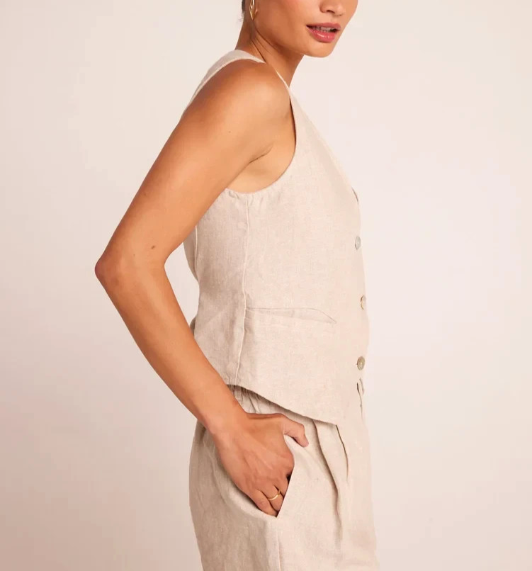 Bella Dahl Cinch Back Linen Vest MSRP $150