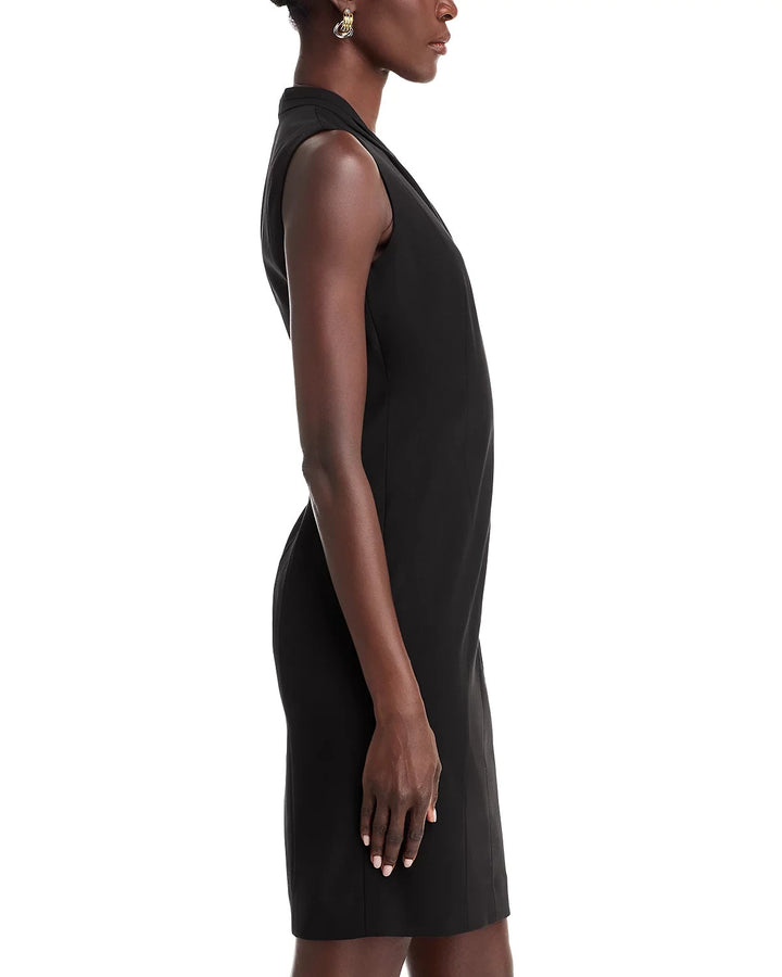 T Tahari Tonya Pleated Sleeveless V Neck Sheath Dress MSRP $118