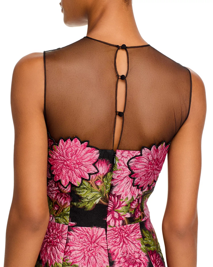 Teri Jon by Rickie Freeman Floral Jacquard Fit & Flare Dress MSRP $810