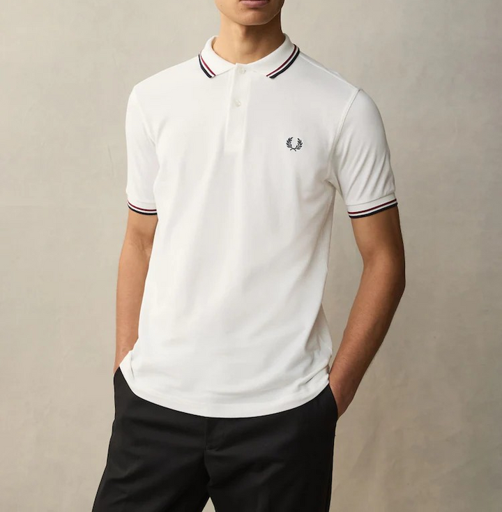 Fred Perry White Twin Tipped Polo Shirt 
