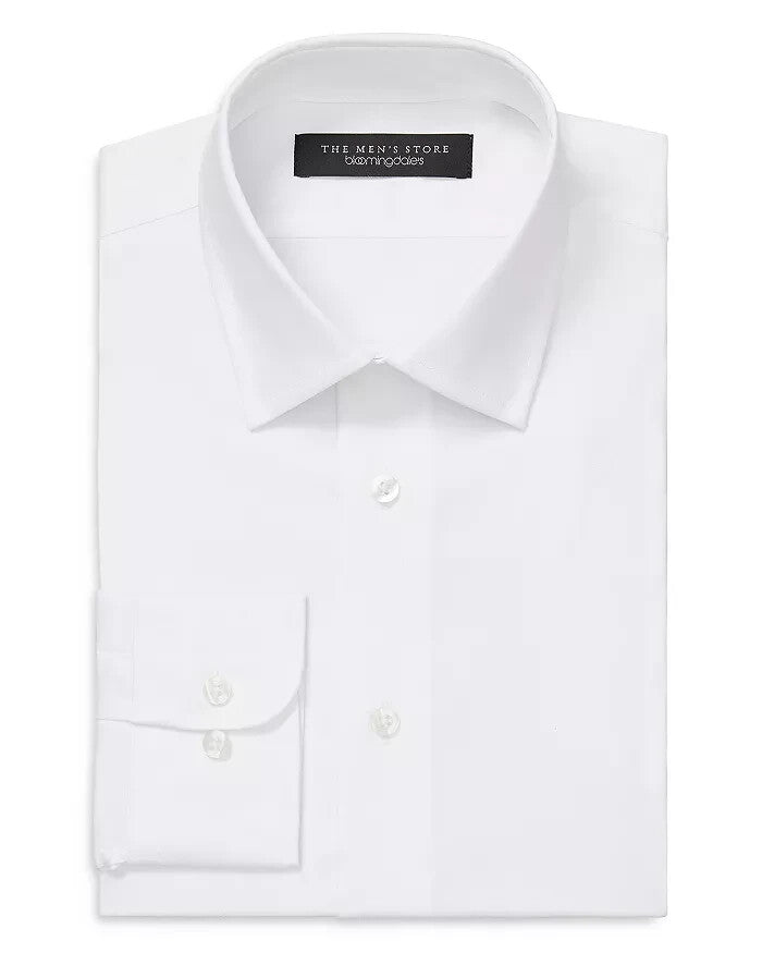 The Men's Store Solid Stretch Regular Fit Dress Shirt MSRP $89 Size 17.5/ 34-35