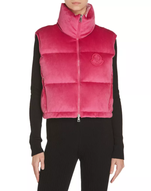 Moncler Blavet Velvet Down Puffer Vest MSRP $1160
