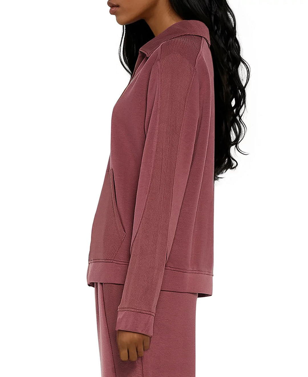 Three Dots Kendra Collared V-Neck Long-Sleeve Top MSRP $88