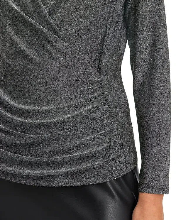 Status by Chenault Long Sleeve Metallic Top MSRP $68