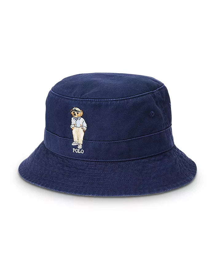 Polo Ralph Lauren Cotton Twill Polo Bear Embroidered Bucket Hat MSRP $69.50