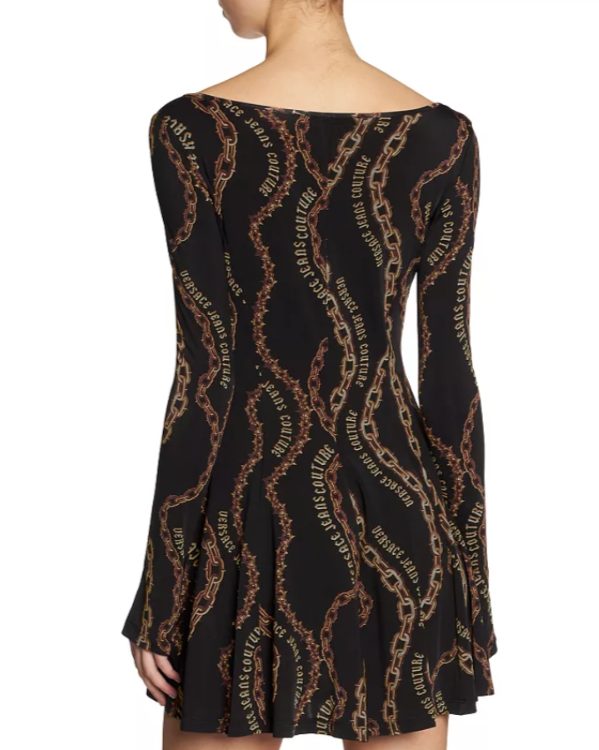 Versace Jeans Couture Organzino Chain Logo Dress MSRP $500