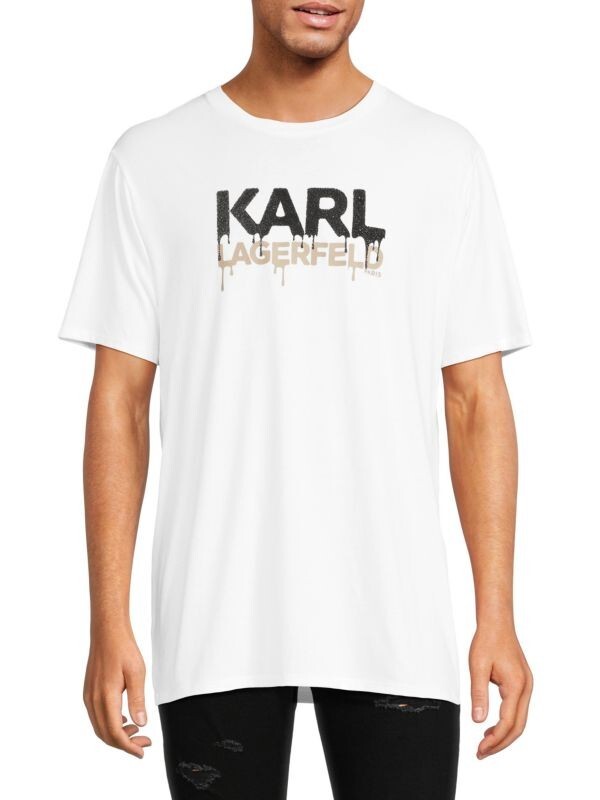 KARL LAGERFELD PARIS Men's Drip Logo Graphic T-Shirt MSRP $59