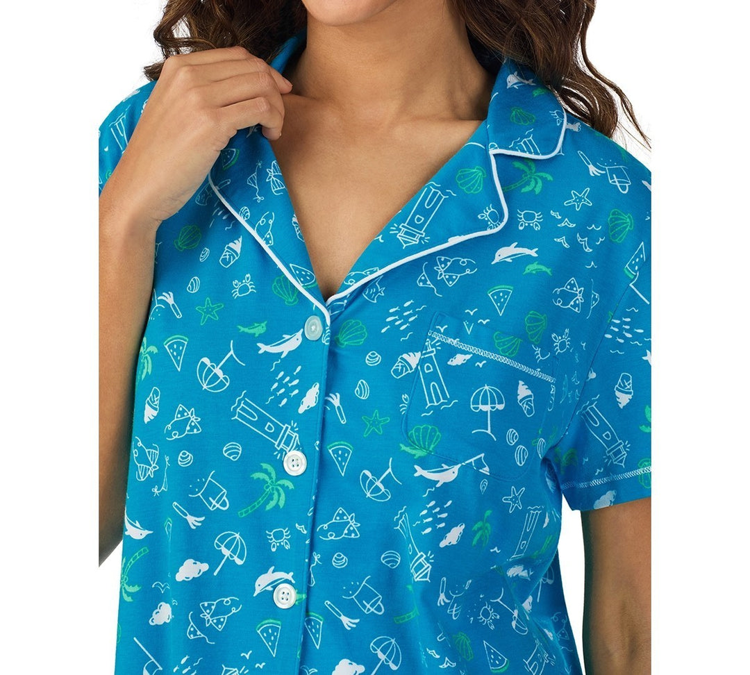Cuddl Duds Women's Printed Short-Sleeve Boxer Pajama Set MSRP $58