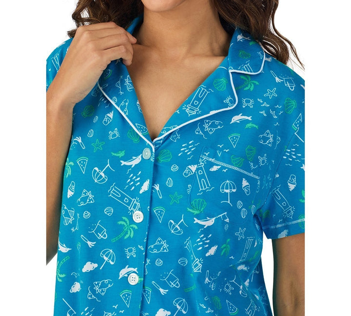 Cuddl Duds Women's Printed Short-Sleeve Boxer Pajama Set MSRP $58
