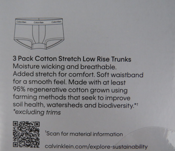 Calvin Klein Modern Cotton Stretch Low Rise Trunks, Pack of 3 MSRP $47
