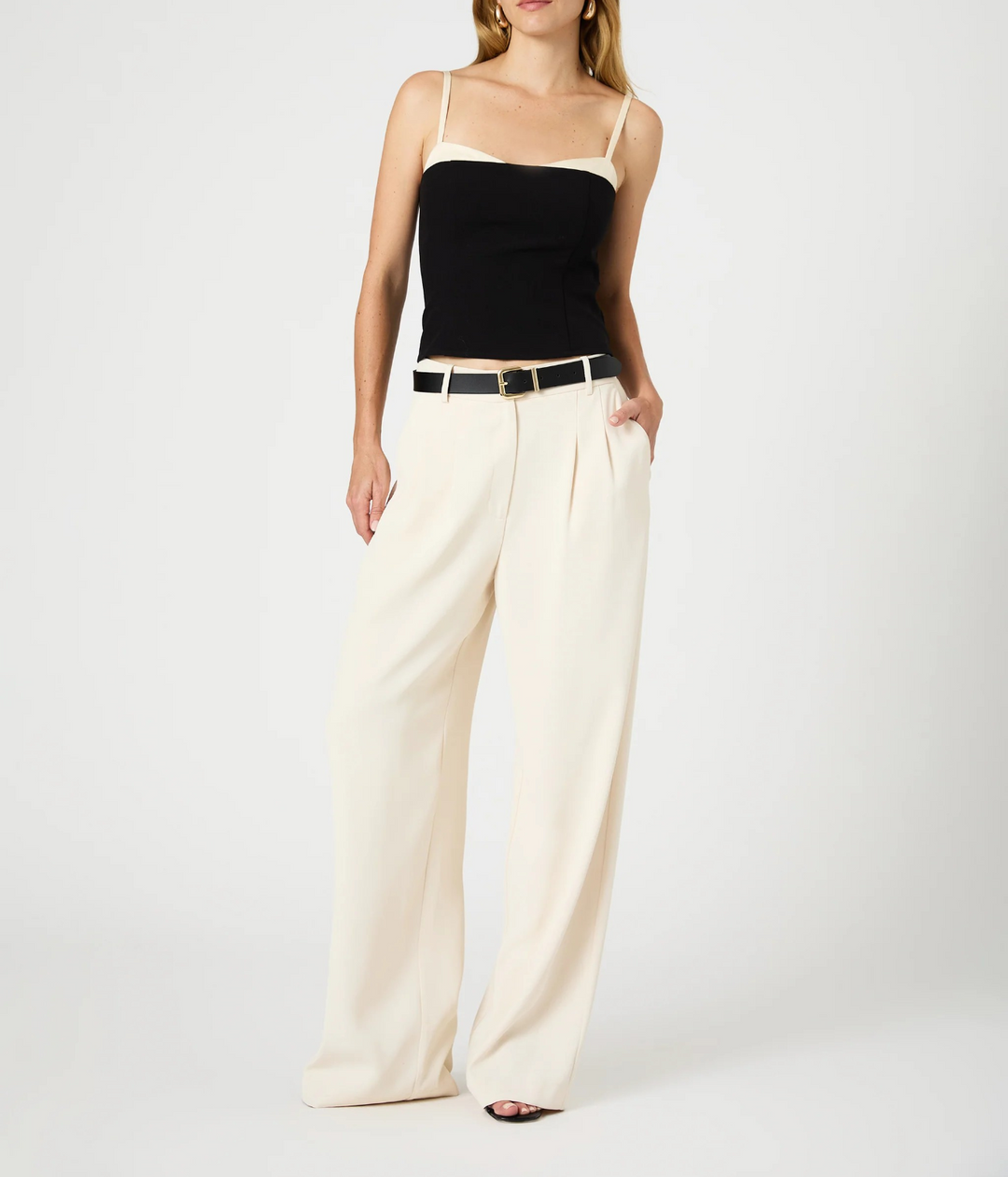French Connection Women's Harrie Wide Leg Suiting Pants - Classic Cream MSRP $98