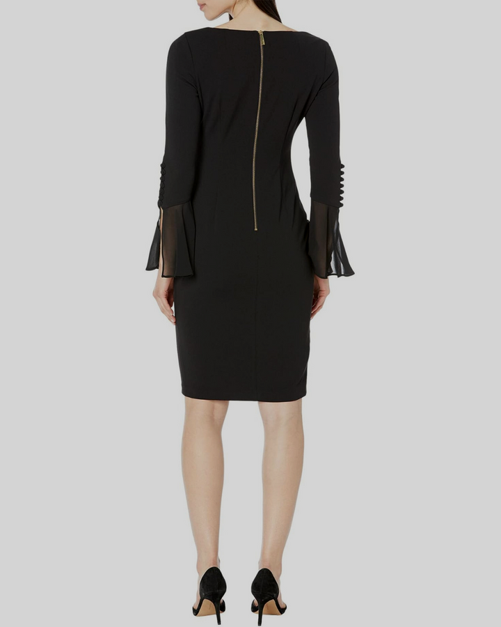 Calvin Klein Chiffon-Bell-Sleeve Sheath Dress MSRP $99