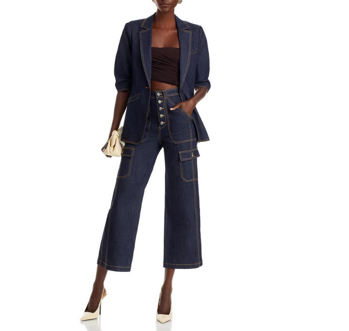 Cinq à Sept Khloe Short Sleeve Denim Blazer MSRP $385