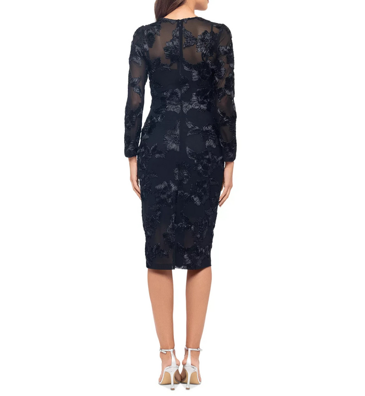 Betsy & Adam Women's Soutache Mesh Long-Sleeve Sheath Dress MSRP $279